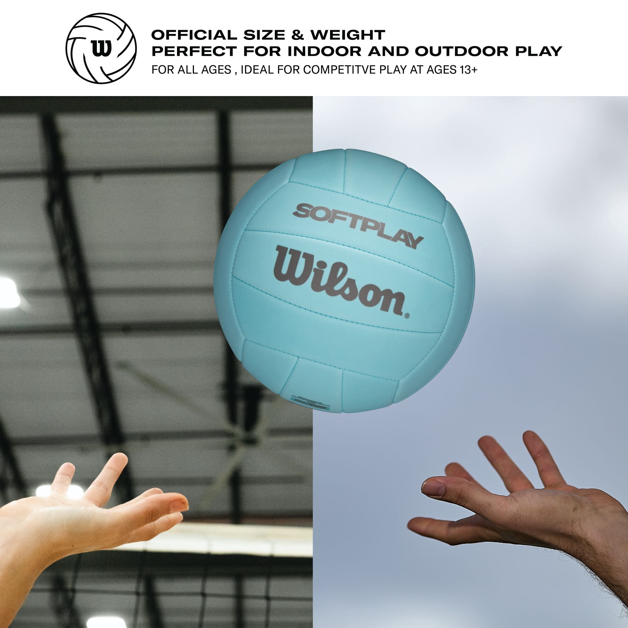 (4 pack) Wilson Softplay Recreational Volleyball - Blue, Official Size