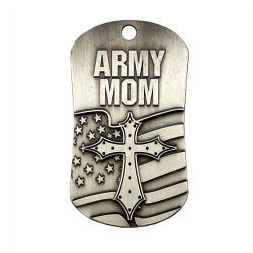 Army Mom Antique Finish Dog Tag Necklace - 1 Co 13:7-8 (4 Pack) by Shields of Strength