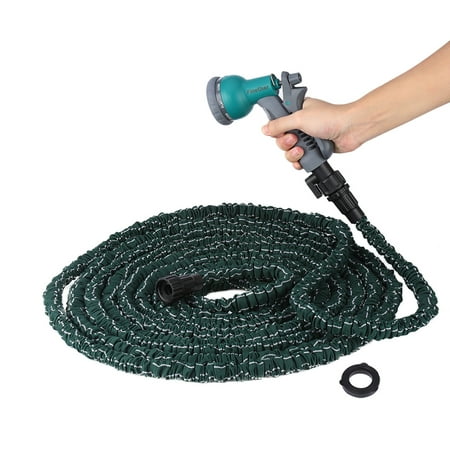 Nozzle Expandable Flexible Garden Water Hose Latex hose pipe Green US Nozzle Expandable Flexible Garden Water Hose Latex hose pipe Green US