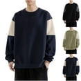 thumbnail image 4 of Cmfcve Men's Plus Size Sweatshirts Color Blocked Vintage Work Sweat Shirts Long Sleeve Crew Neck Patchwork Jacket Top, 4 of 4