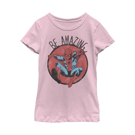 Girl s Marvel Spider-Man Be Amazing Graphic Tee Light Pink X Large