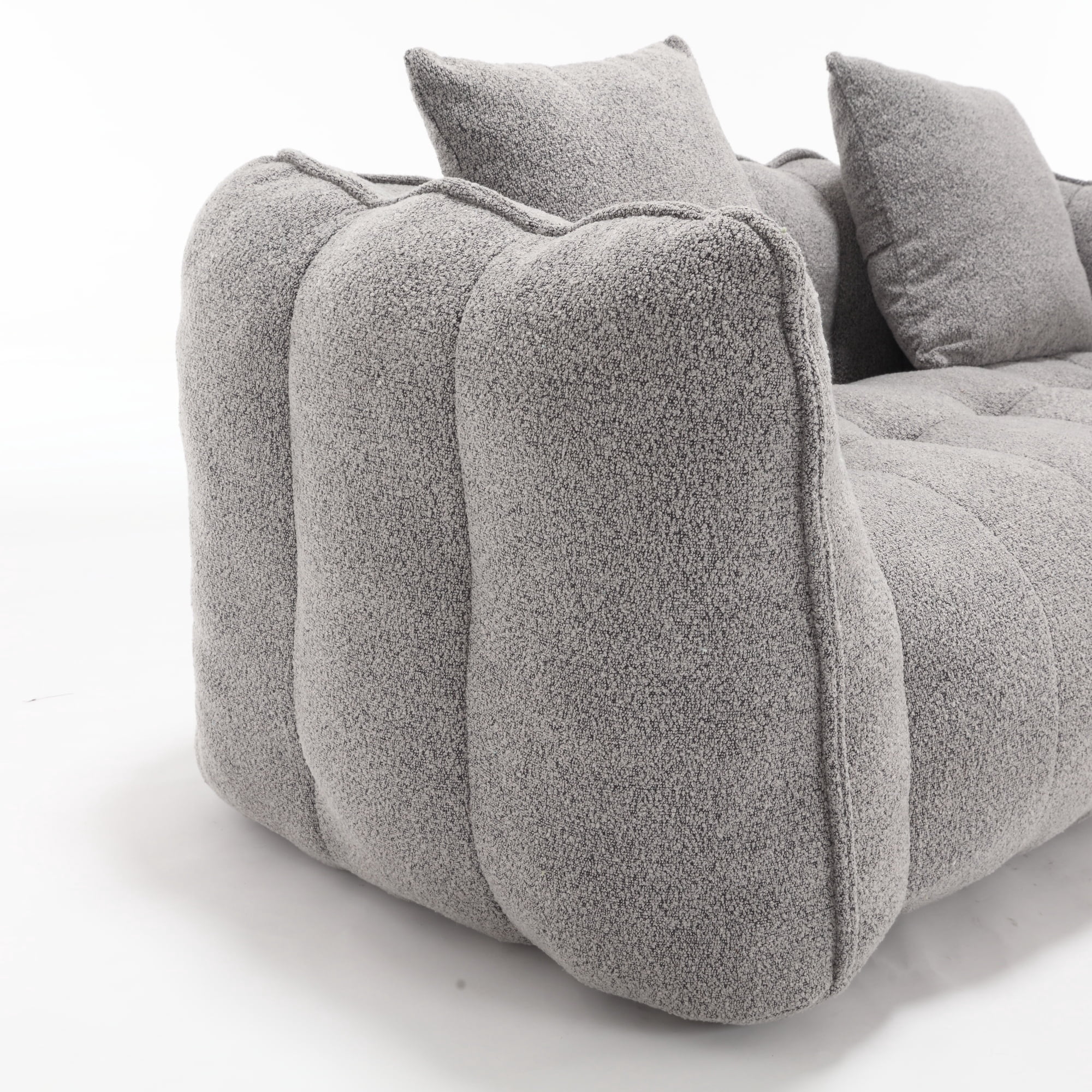 PORKISS Oversized Bean Bag Chair with 2 Pillows, Giant Large Loveseat Bean Bag Chair Couch for Adults Teens, Chenille Fabric Sofa, Grey