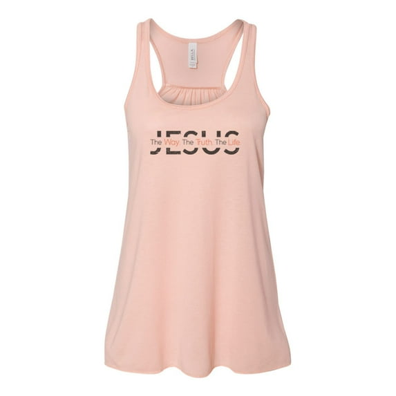 "Christian Tank, Jesus The Way, The Truth, The Life, Racerback, Christian Apparel, Christian Tank Top, Women's Racerback, Godly Shirt, Trendy, Peach, EXTRA SMALL"