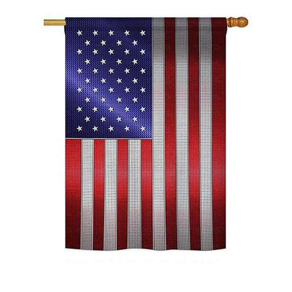 Breeze Decor BD-CY-H-108393-IP-BO-DS02-US Steel of Pride American Flag of the World - Everyday Nationality Impressions Decorative Vertical House Flag - 28 x 40 in.