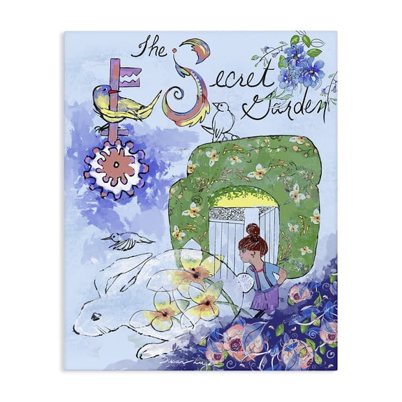Stupell Industries Contemporary Secret Garden Folk Illustration Canvas Art, 16 x 20, by Susan Lugar