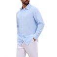 thumbnail image 4 of INSPIRE CHIC Men's Formal Solid Color Breathable Wrinkle Free Long Sleeve Dress Shirt M Light Blue, 4 of 5