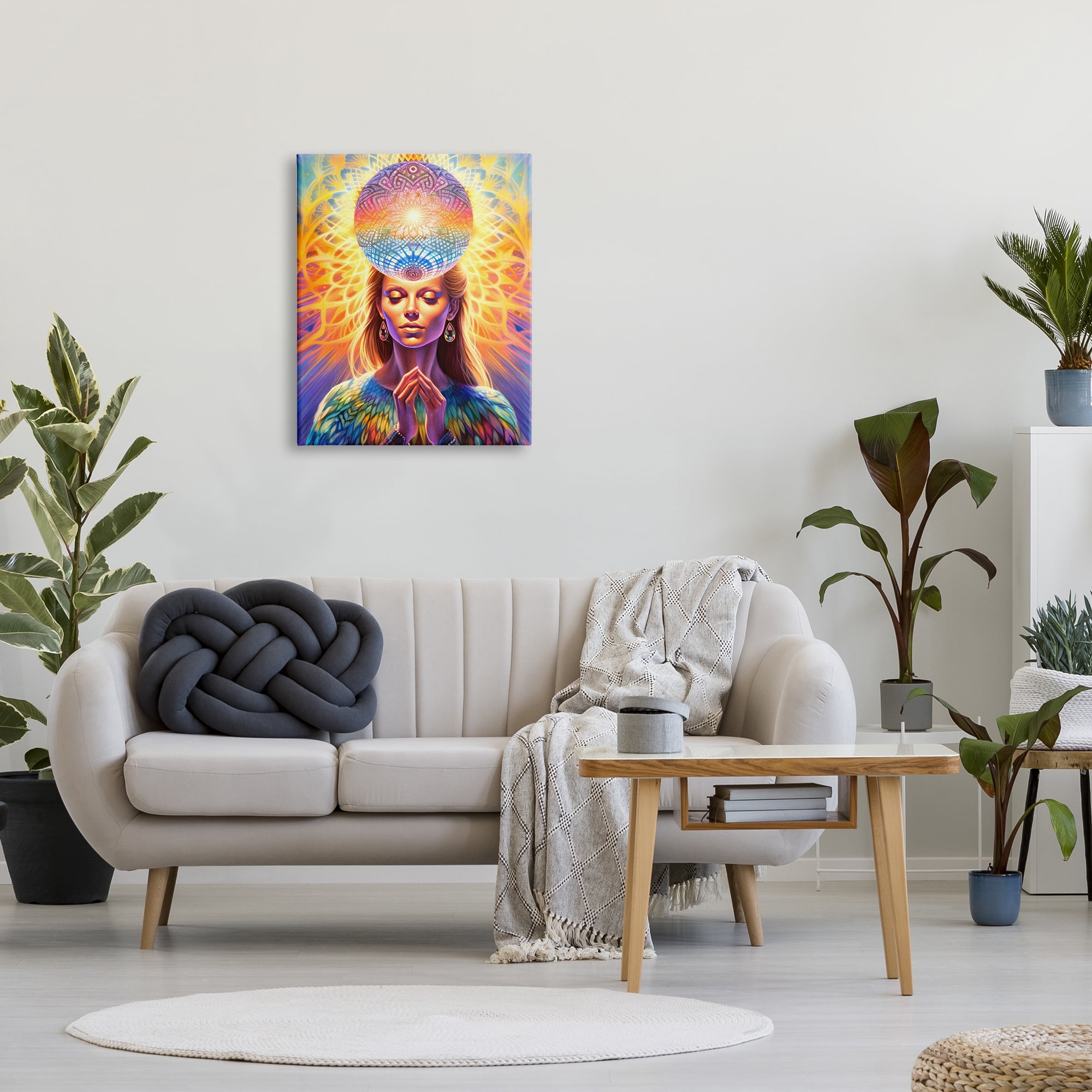 Stupell Industries Chakra Woman Fractals Abstract Painting Gallery Wrapped Canvas Art Print Wall Art, 24 x 30