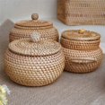 thumbnail image 2 of Rattan Round Basket with Lid, Rattan Storage Basket with Lid, Bread Food Basket Fruit Snacks Basket, 2 of 5