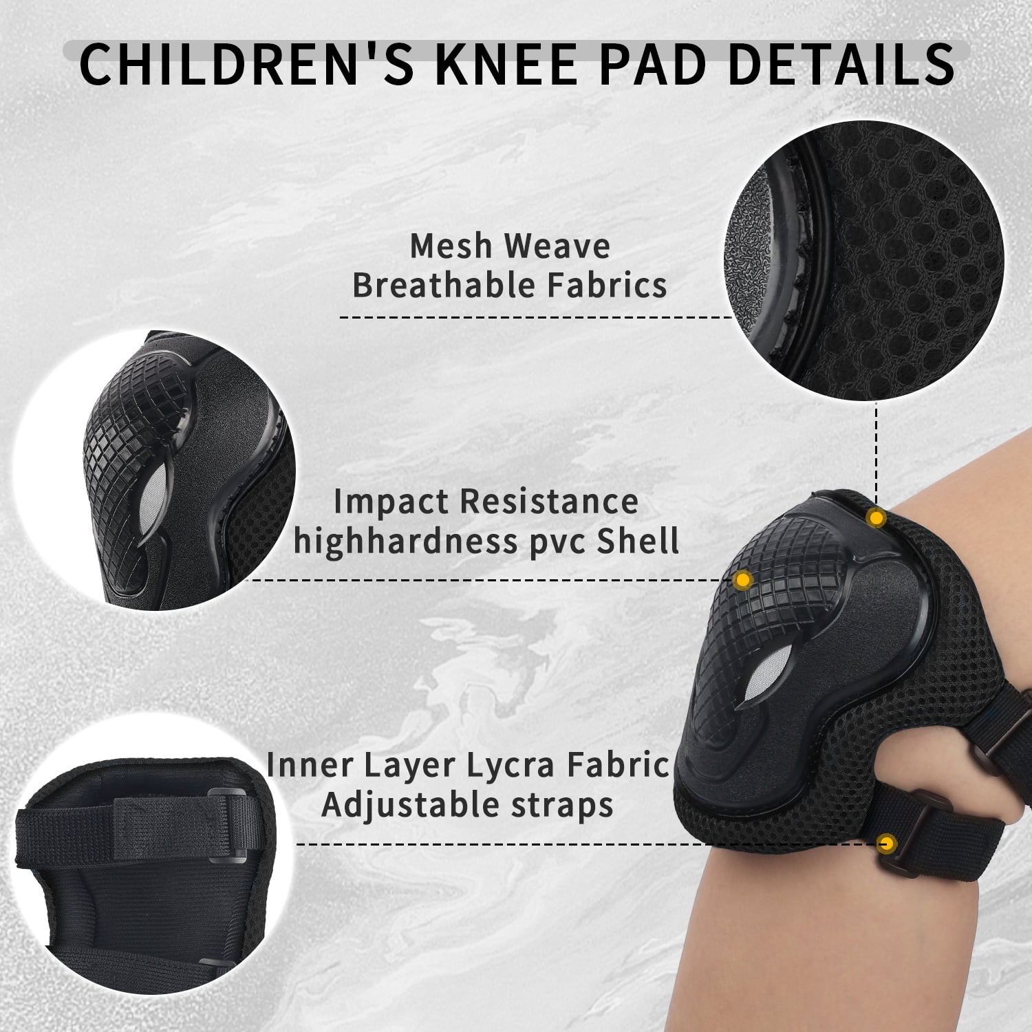 Glerc Kids Sports Helmet with Handguard & Kneepad for Age 8-16 Year Old Toddler and Child, M Size Black