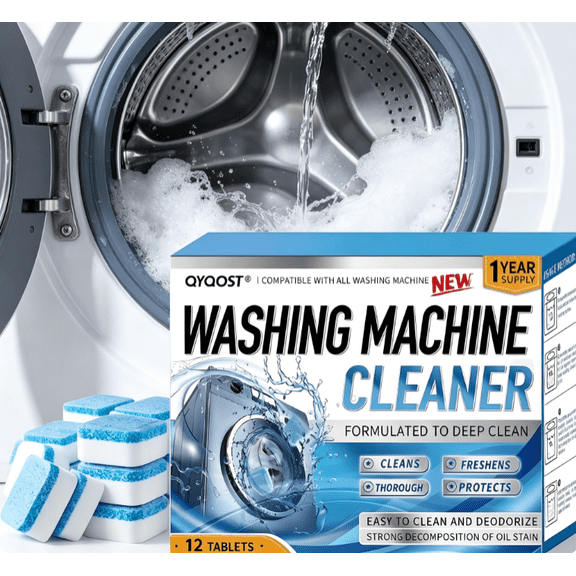 12 Pack Washing Machine Cleaner Tablets, Deep Cleaning Washer Deodorizer for Front Load, Top Load and HE Washing Machines