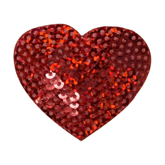 Red - Valentine Sequin Heart - Medium - 1.75" - Iron on Embroidered Patch