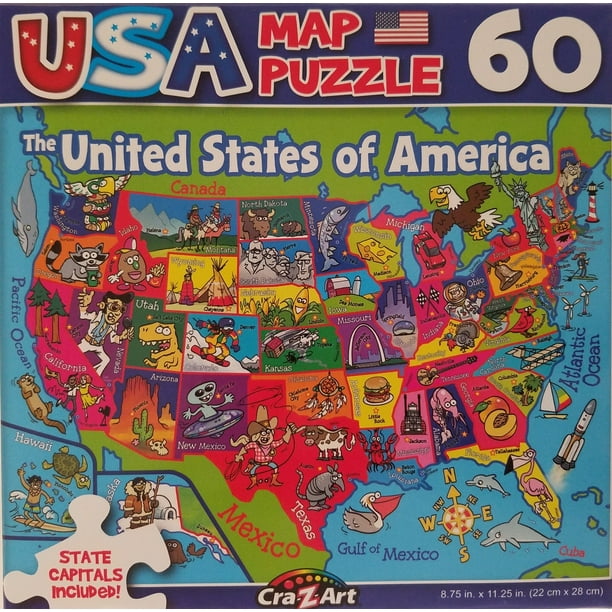 60 Piece Jigsaw Puzzle Map 50 American States USA w State Capitals