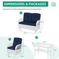 thumbnail image 7 of VIVIJASON 4-Piece Outdoor Patio White Wicker Conversation Sets, All Weather Rattan Furniture Set Includes Glider Loveseat, Coffee Table, 2 Glider Rocker Chairs w/Cushion for Lawn Balcony, Navy Blue, 7 of 7