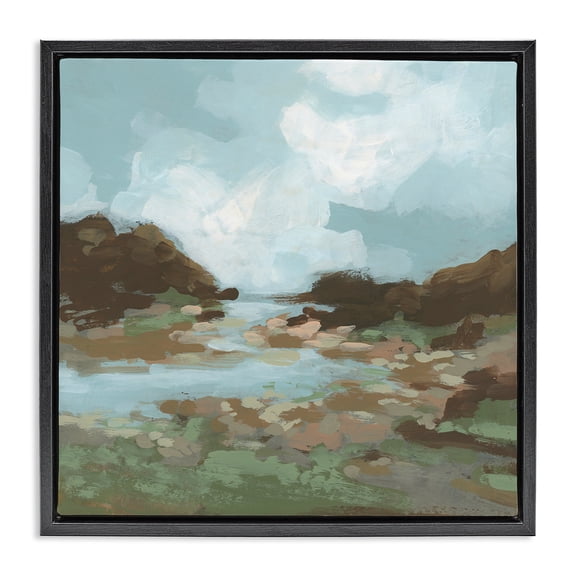 Stupell Industries Rustic Lodge Traditional River Bend Black Floating Frame Canvas Art, 18 x 18, by June Erica Vess