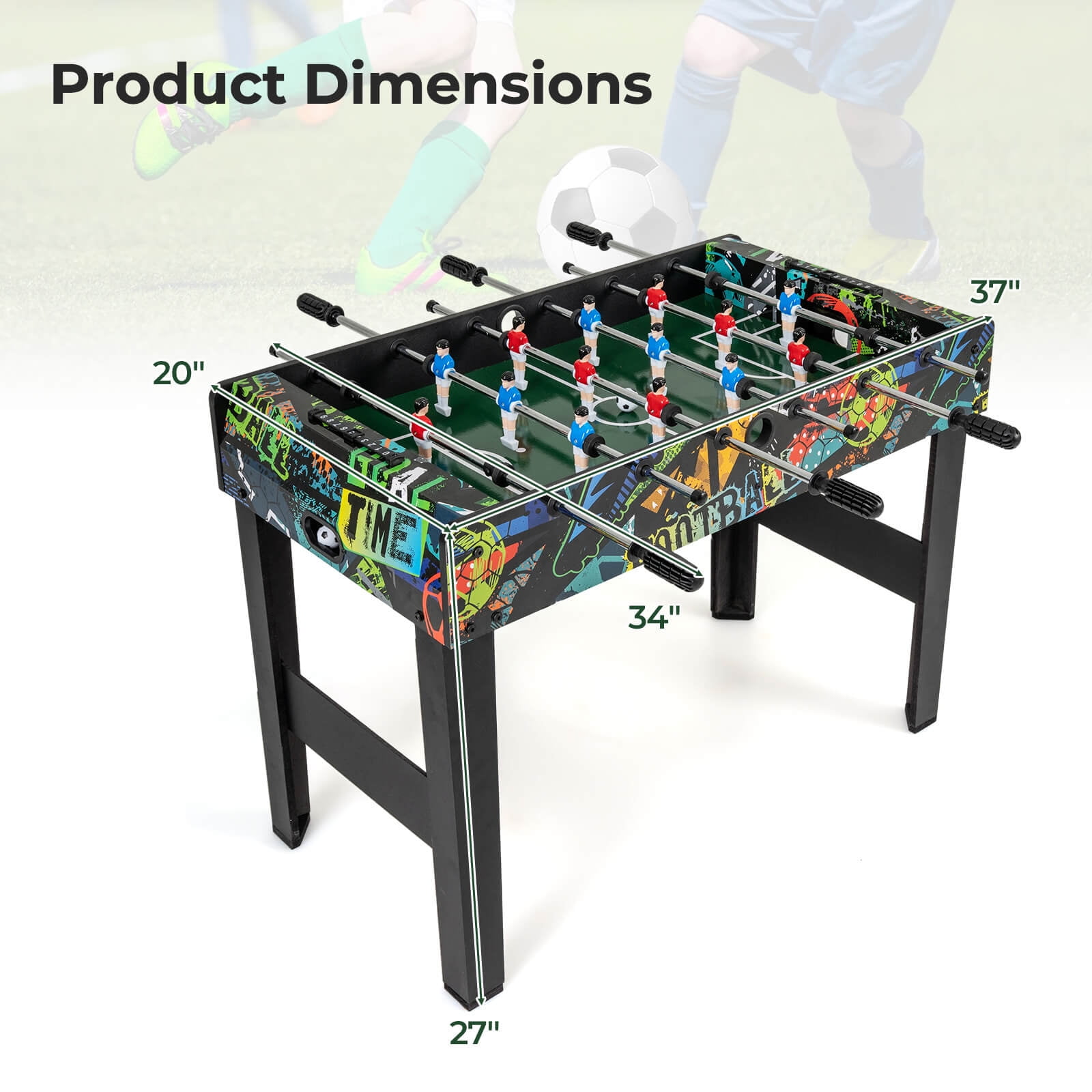 Costway 37" Mini Foosball Table 2-in-1 Game Table with Detachable Legs for Tabletop