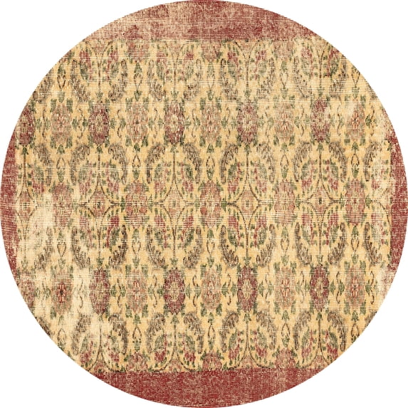 Ahgly Company Indoor Round Abstract Brown Contemporary Area Rugs, 3' Round