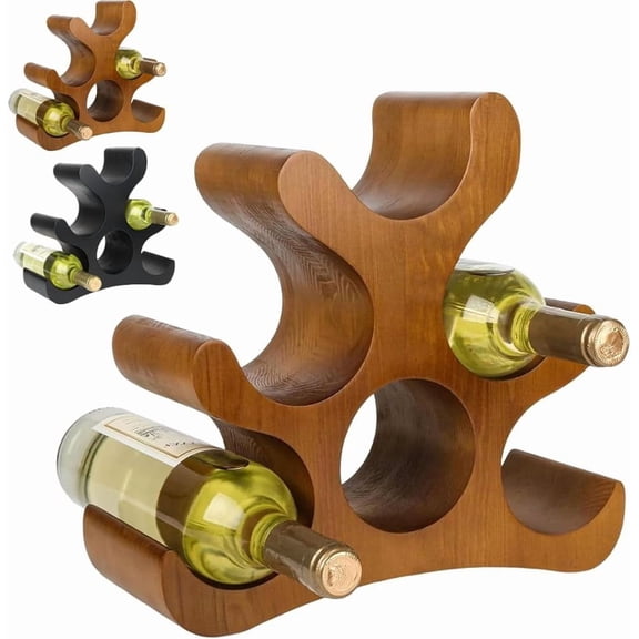 Wooden Wine Rack, 6-Bottle Countertop Freestanding Holder Stand