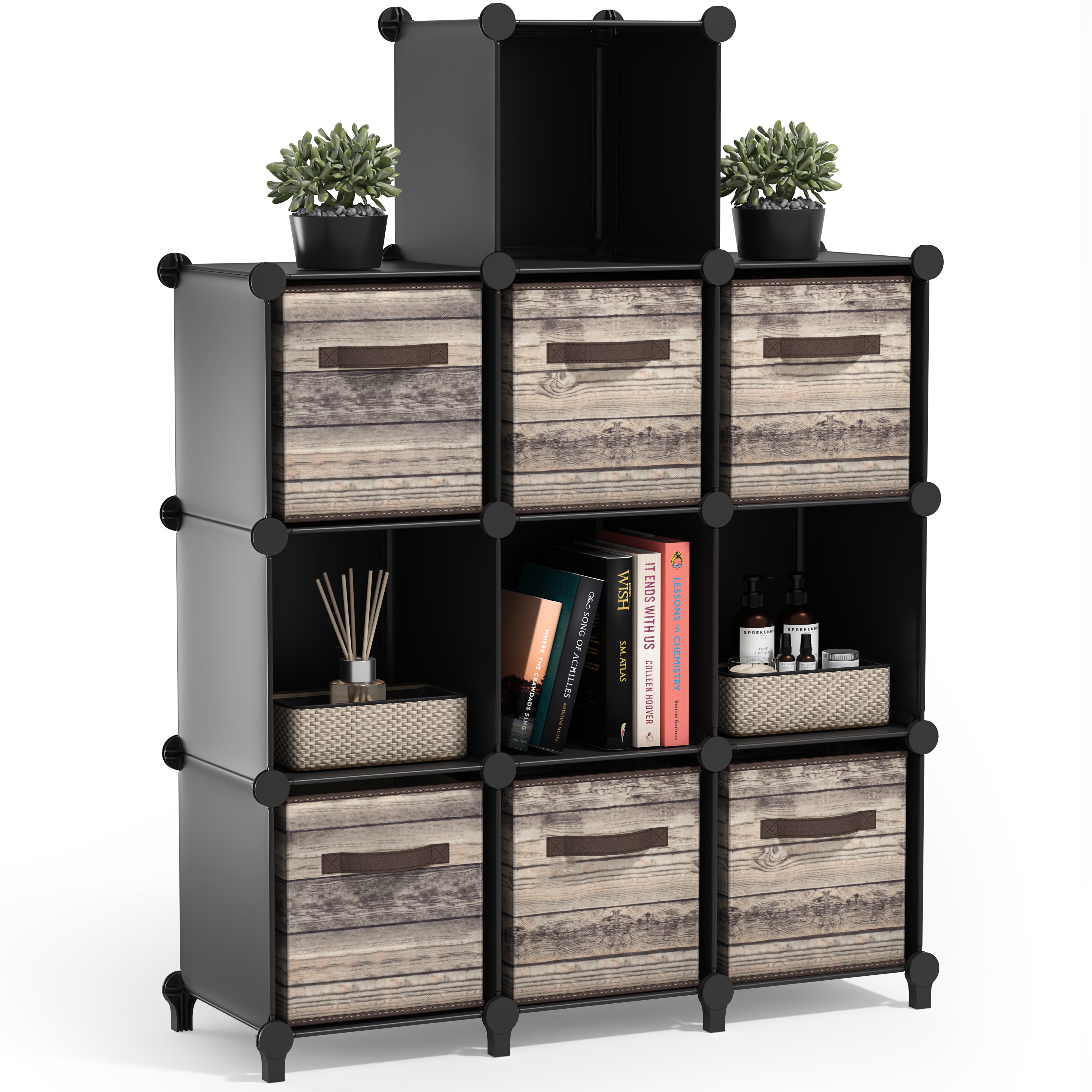Sorbus 10-Cube Storage Organizer, Waterproof Cubby Shelf for Closet & Bedroom, Black