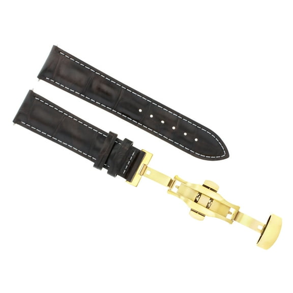 22MM LEATHER WATCH BAND STRAP FOR TAG HEUER D/BROWN WS   DEPLOYMENT CLASP GOLD