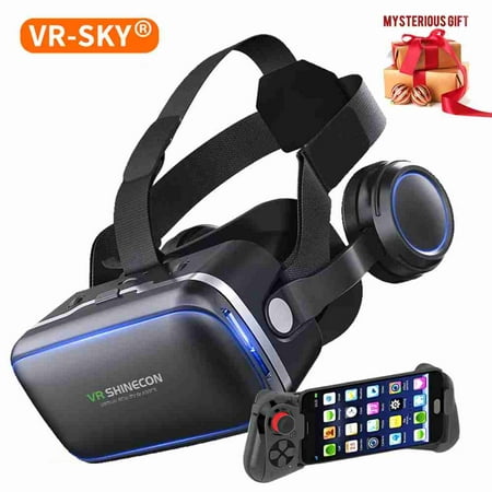 VR Headset for iPhone & Android Phone,3D VR Glasses for TV,Movies & Video Games,VR Headset with Remote Controller,Virtual Reality Headset for iPhone/Android Phone Compatible 4.7-6 inch