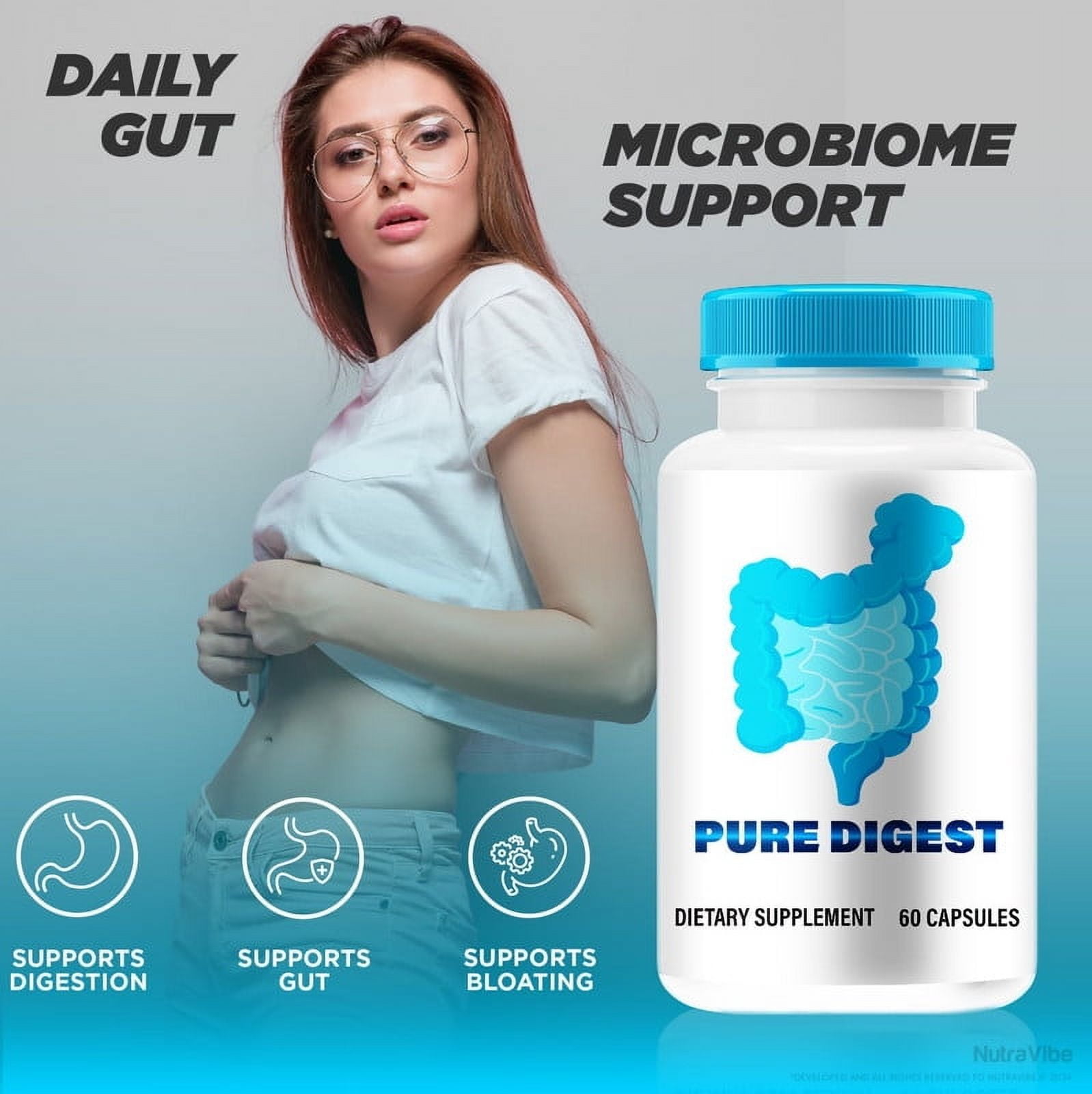 (3 Pack) Pure Digest Capsules, Premium All-Natural Formula Supplement for Gut Health, PureDigest Pills for Digestive Wellness, Official Probiotics Pastillas Reviews (180 Capsules)