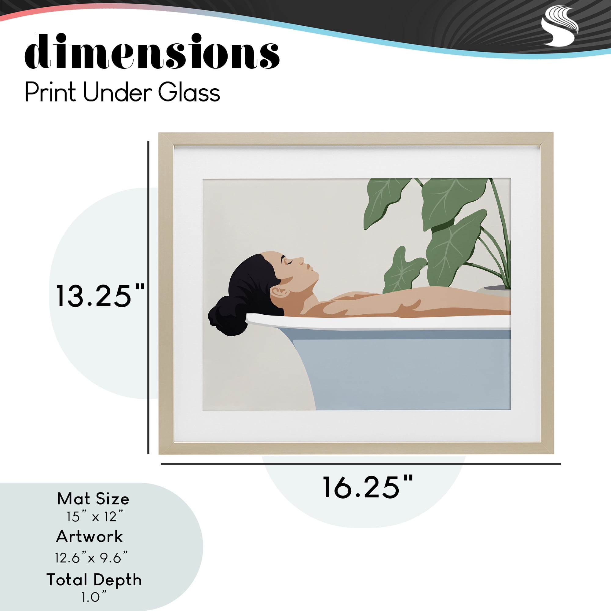 Stupell Industries Tub Relaxation Woman Birch Framed Print Under Glass, design by Marcus Prime