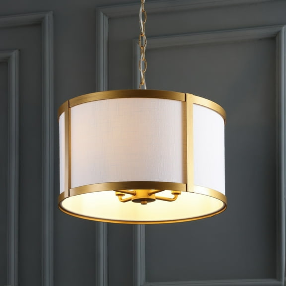 JONATHAN Y Thatcher 17" Metal LED Pendant Light, Gold/White