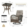 thumbnail image 5 of MELLCOM 3 Pieces Patio Furniture Set, Outdoor Swivel Rocker Patio Chairs, Wicker Patio Bistro Set with Rocking Chair, Thickened Cushions and Glass Coffee Table for Backyard, Garden, Grey, 5 of 9