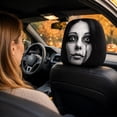 thumbnail image 4 of Horror Clown Car Headrest Covers, Stretch Elastic Funny Ghost Face Printed Head Rest Protector, Spooky Masque Design Auto Seat Headrest Cover for Car Truck SUV, 4 of 6