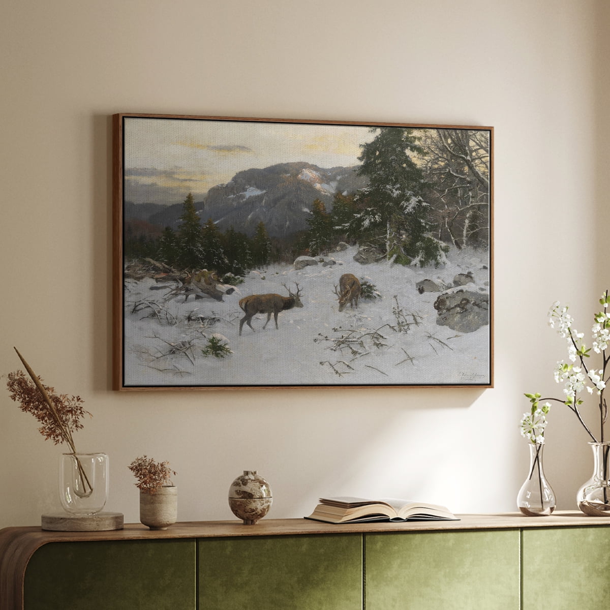 Vintage Landscape-CLXII By Wexford Home Framed in Walnut Wood Gallery Wrapped Canvas 17 in. x 25 in.