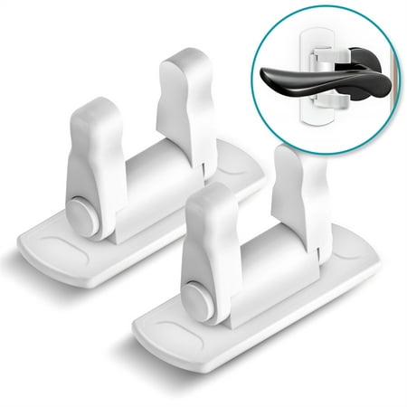 - Child Safety Door Handle Locks, 2 Pack Adhesive Baby Proof Door Lever Lock No Drill Quick Install Safety Locks for Door
