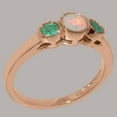 thumbnail image 3 of LBG British Made 18k Rose Gold Natural Opal & Emerald Womens Anniversary Ring - 33 size options - Size 5, 3 of 7