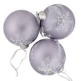 thumbnail image 5 of Northlight 3ct Purple Glass Ball Christmas Ornaments with Snowflakes 3" (80mm), 5 of 6