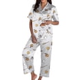 thumbnail image 4 of CQXIDFH Women Pajamas Plus Size Halloween Pumpkin Print Short Sleeve Top with Long Pants Set Fall Sleepwear 2 Piece Pjs, 4 of 5