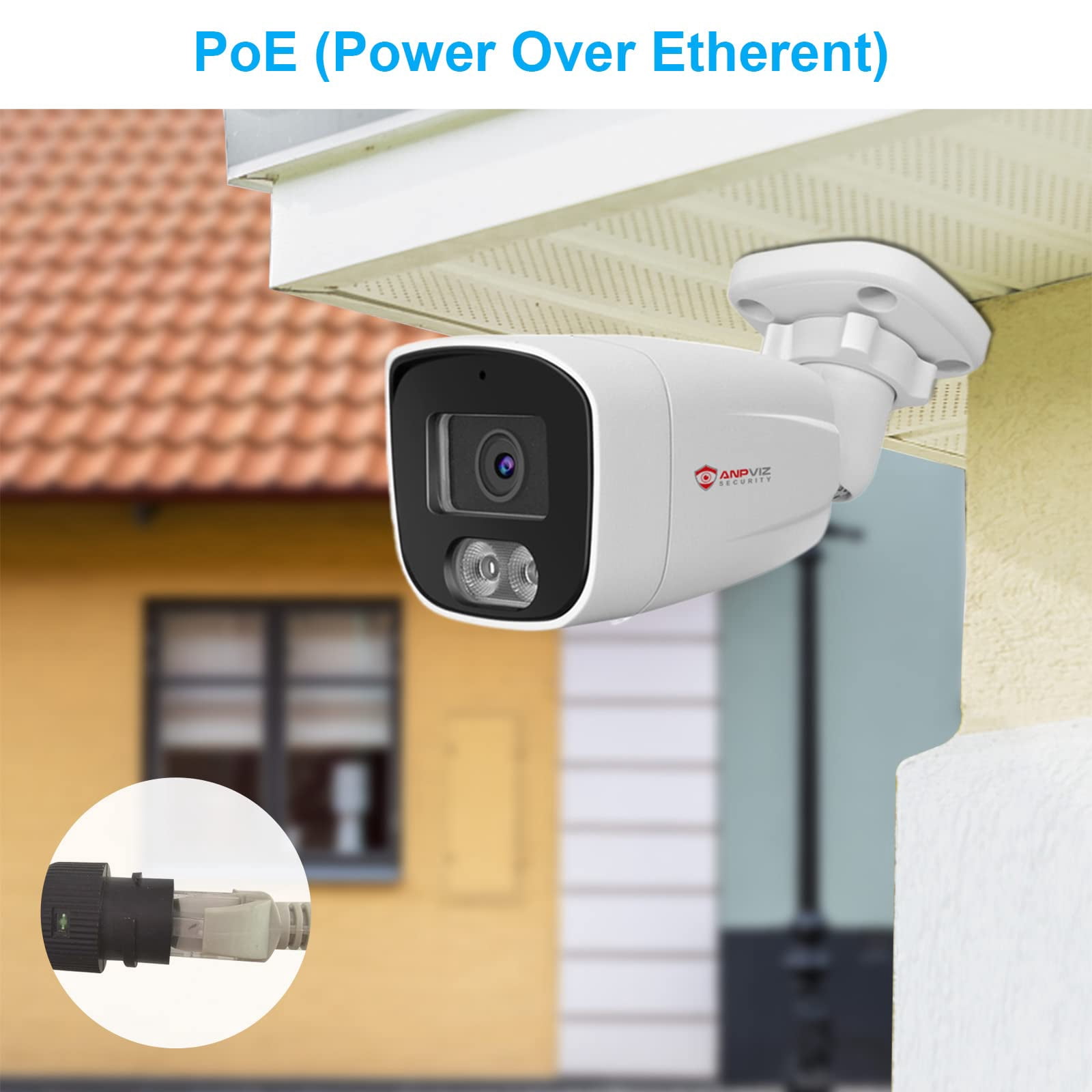 Anpviz 4MP POE IP Camera Outdoor Security PoE H.265 CCTV Video Surveillance Camera 2.8mm Lens Remote View Audio IR 30m IP66 P2P