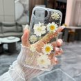 thumbnail image 2 of for iPhone 16e (2025) Clear Case with Pressed Real Flower, Cute Glitter Bling Flower Pattern Slim Soft TPU Shockproof Protective for Women Girls Phone Cover for iPhone 16e 6.1 inch (White), 2 of 7