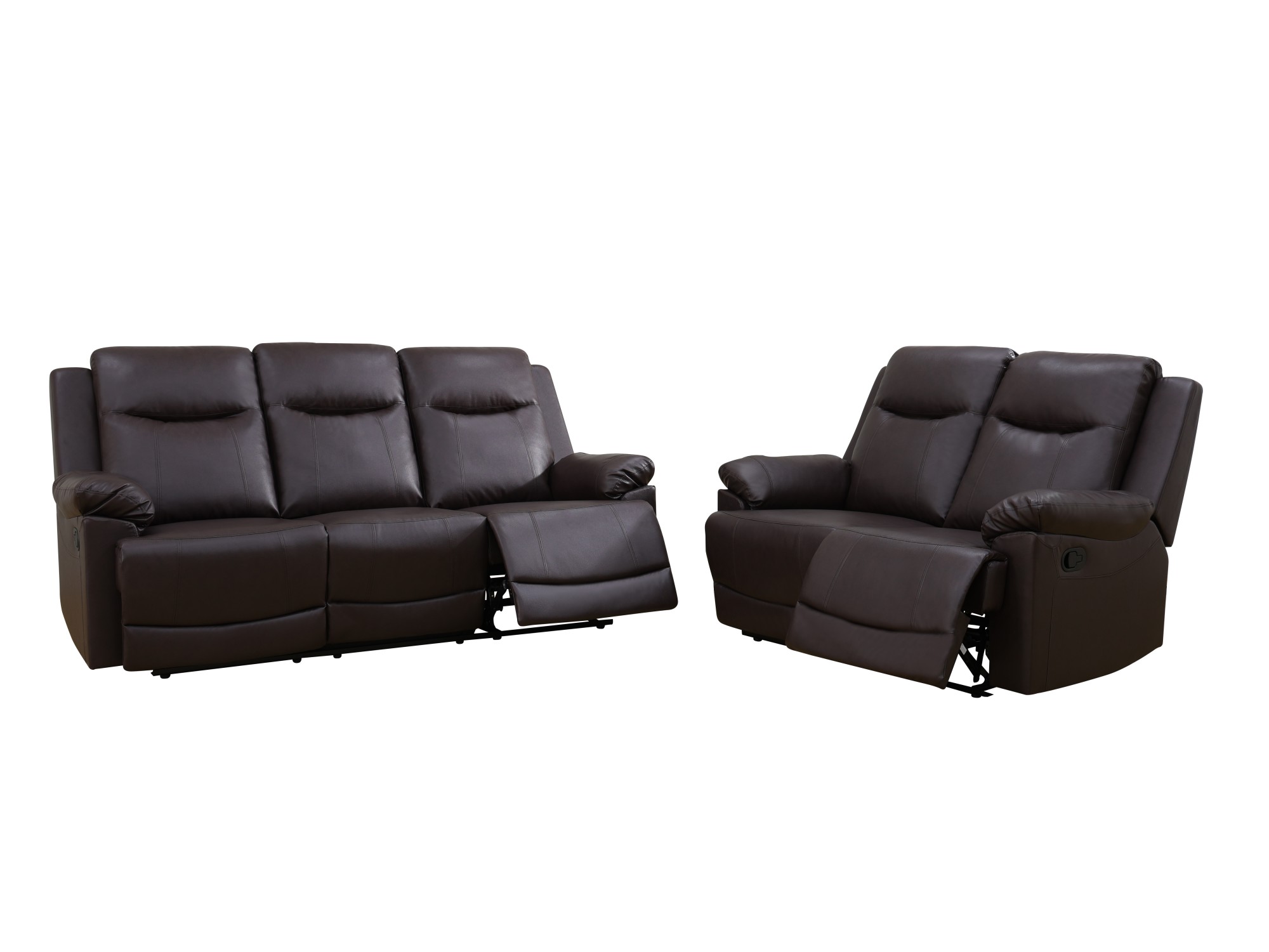 Gewnee Brown 2-Piece Multi-Functional Smart Sofa, Solid Wood Frame with Double-Layer Springs & Air Leather, Ergonomic Reclining for Living Room & Bedroom