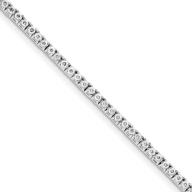 Bracelet Tennis en Argent Sterling 925 Rhodié avec Diamants