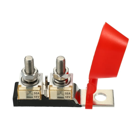 Unique Bargains 1 Set 50A MRBF Terminal Fuse Block Double Studs-Max Voltage 58V for Car Marine Boat RV Plastic Black