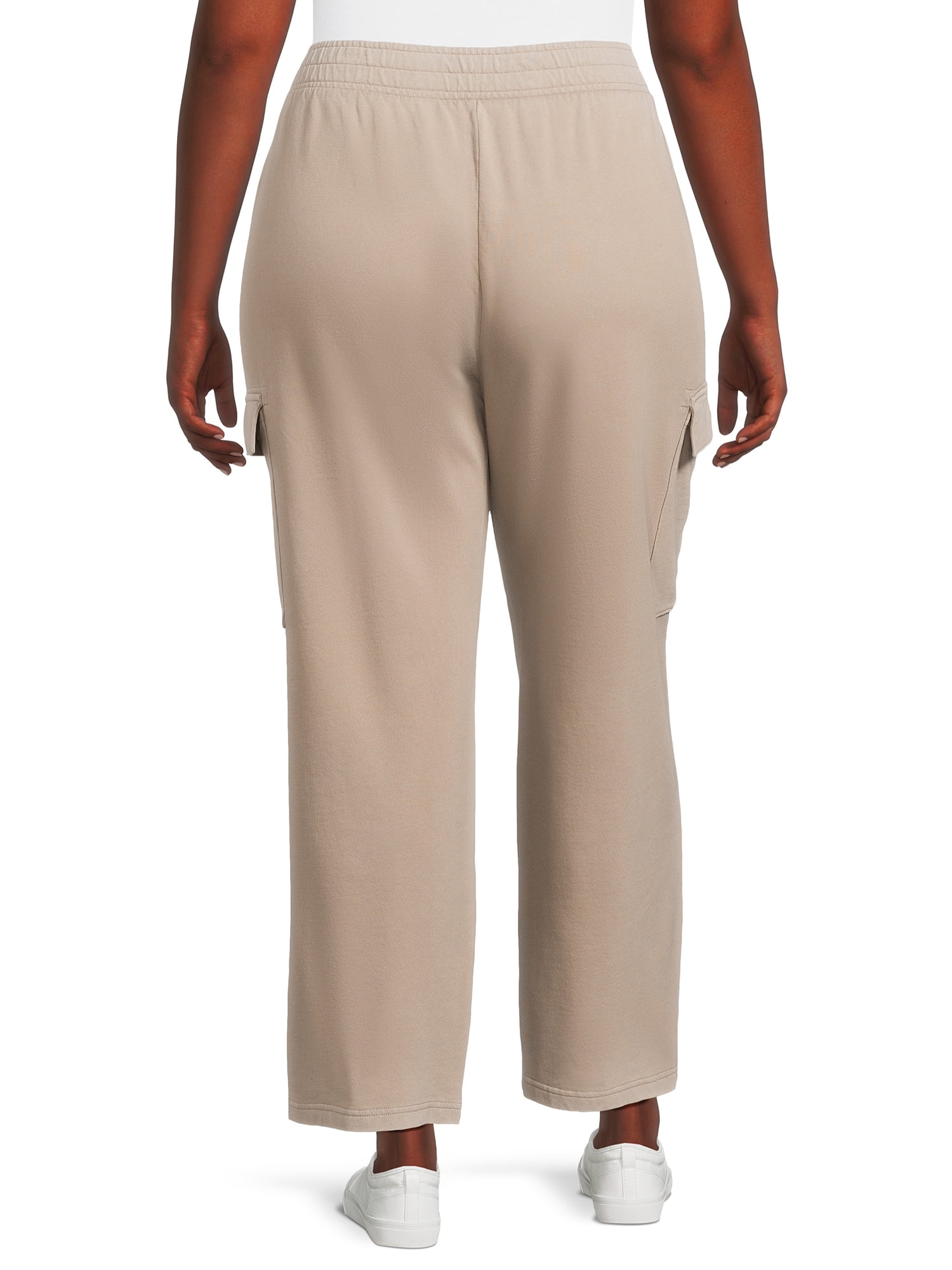 Terra & Sky Women's Plus Size French Terry Cloth Cargo Pants, 28” Inseam