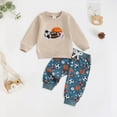 thumbnail image 2 of Xudanell Toddler Boy Fall Outfits Cute Print Joggers Pants Set 12 Month Boy Clothes Warm Suit with Ball Printed, 2 of 6