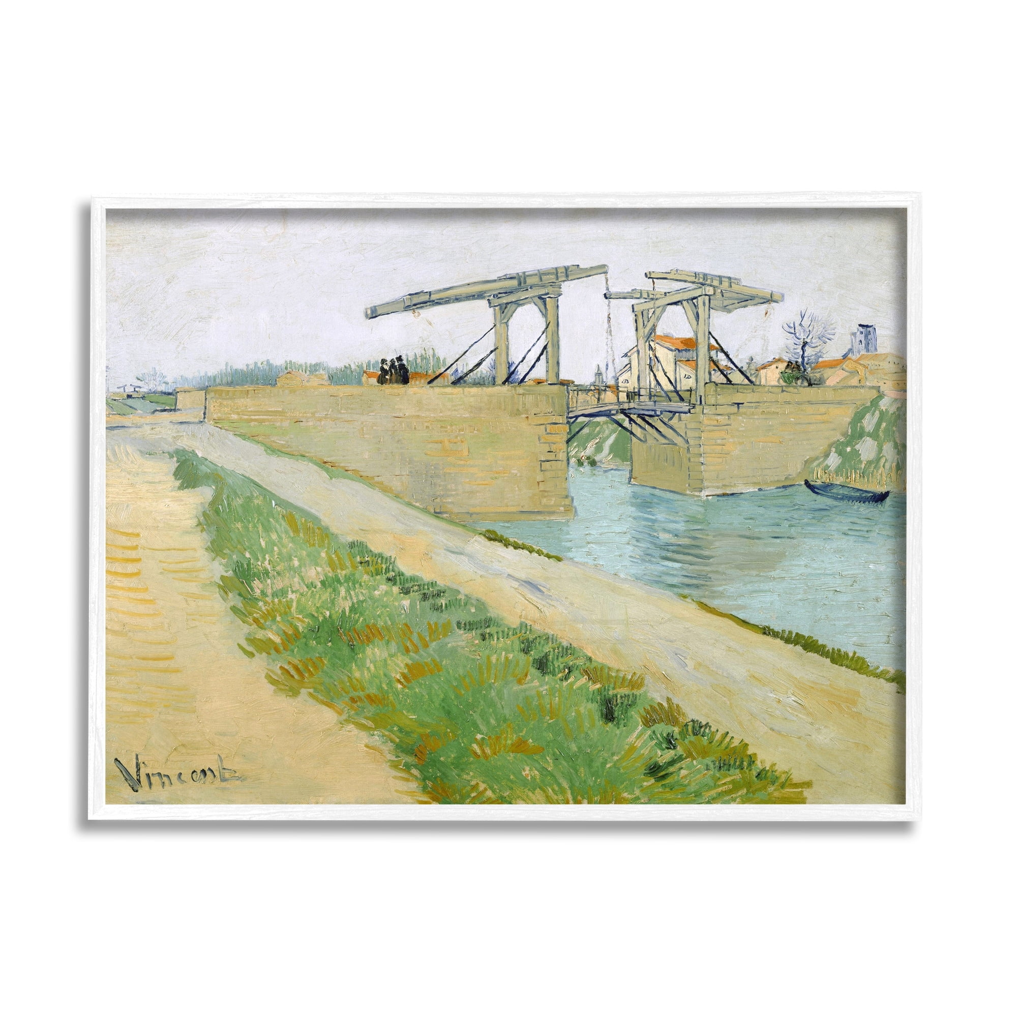 Stupell Industries De Brug Van Langlois Vincent van Gogh Bridge Painting Painting White Framed Art Print Wall Art, Design by one1000paintings