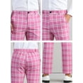 thumbnail image 6 of INSPIRE CHIC Men's Plaid Regular Fit Flat Front Classic Elastic Waist Suit Pants 36 Dark Pink, 6 of 7