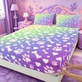 thumbnail image 4 of meiyoeat Rainbow Dog Paw Pattern Bed Sheets,Cute Pet Print Full Size Sheets For Girl,4 Pieces,1 Flat Sheet,1 Fitted Sheet and 2 Pillowcases, 4 of 6