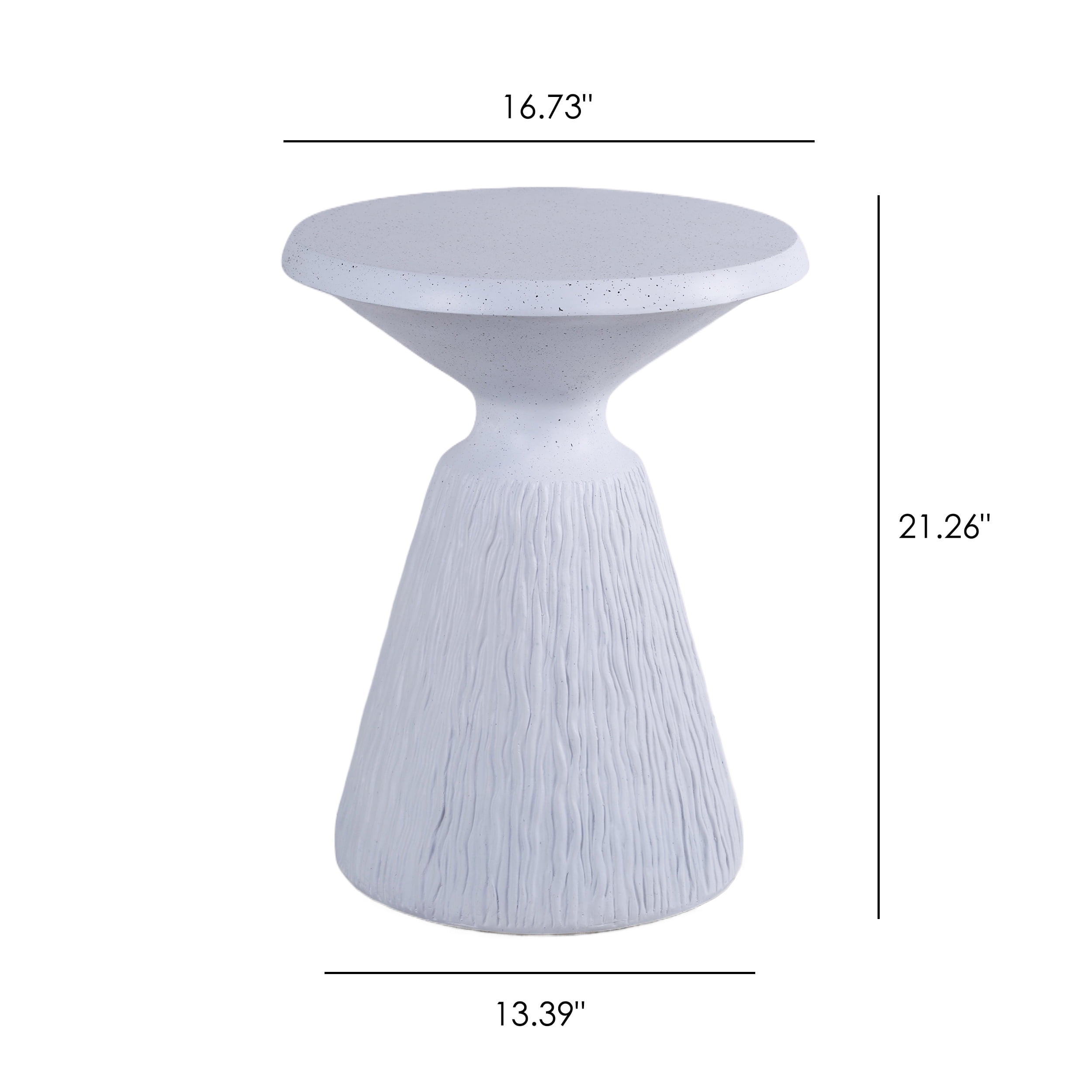 Cement Side Table, Modern Small Round Accent End Table for Patio Garden Backyard Outdoor Rest Area, Aqua Grey