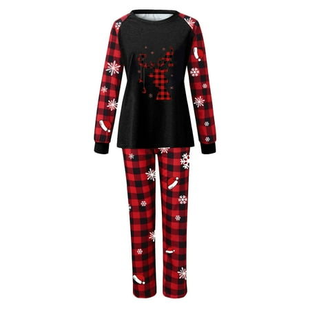 

LEEy-world Christmas Gifts For Mom Matching Family Pajamas Sets Holiday Stay at Home PJ s with Letter Printed Tee and Car Printed Pants Loungewear