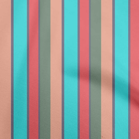 oneOone Cotton Flex Turquoise Green Fabric Stripes Craft Projects Decor Fabric Printed By The Yard 40 Inch Wide-7L