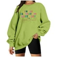 thumbnail image 2 of Ediodpoh Womens Sweatshirts Fashion Casual Solid Color Loose Long Sleeve Letter Print Round Neck Pullover Top No Hood Green M, 2 of 5