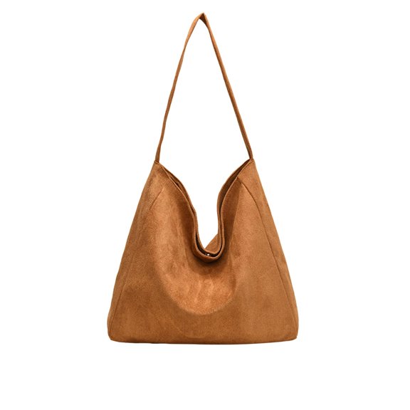 Women's Suede Tote Bag,Soft Slouchy Faux Suede Tote Bag for Women,Large Brown Shoulder Crossbody Purse, Lightweight Vegan Leather Hobo Handbag,Handle Satchel for Work Travel Daily Use