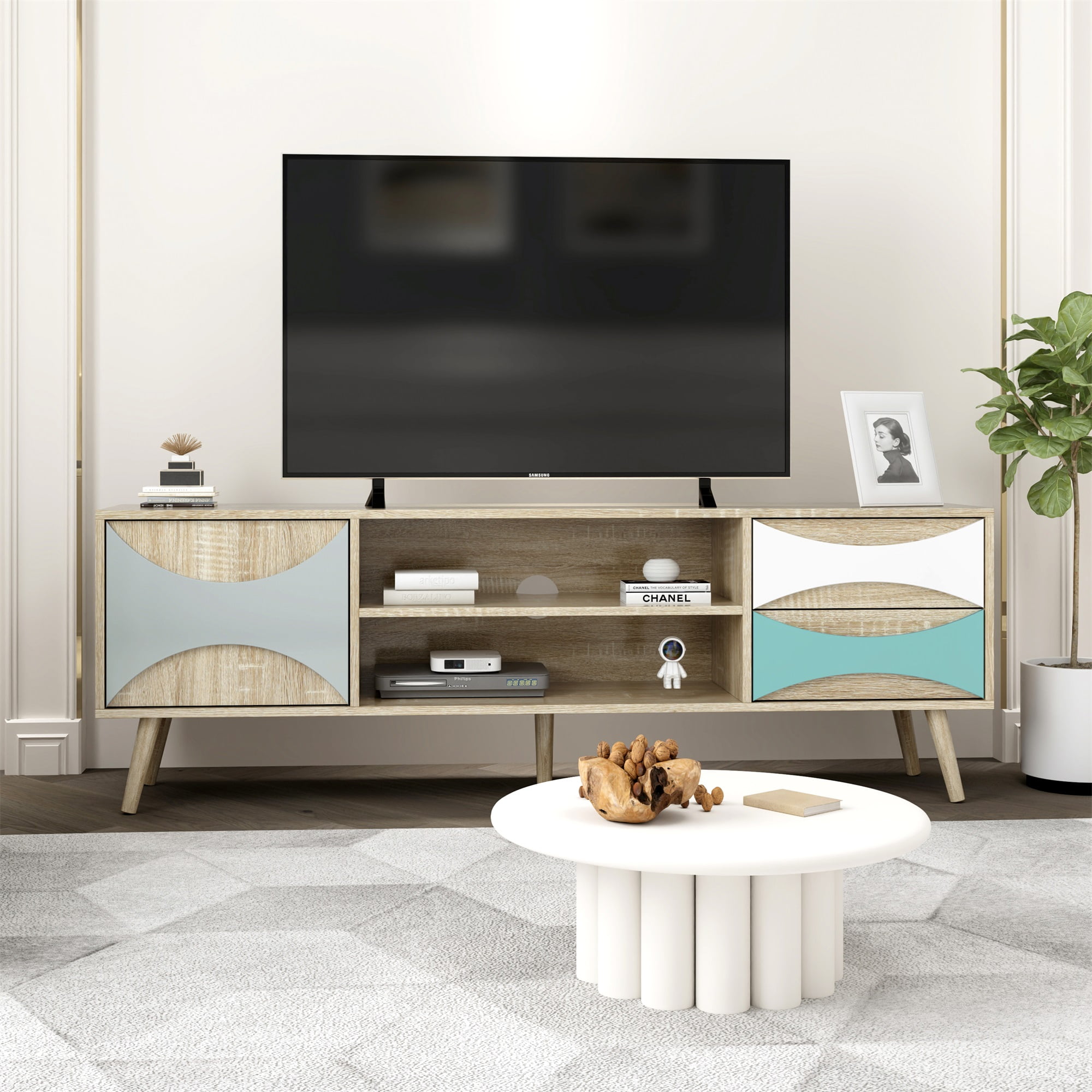 Spaco TV Stand with 2 Doors for TVs up to 55" with Storage for Living Room Spaco TV Stand with 2 Doors for TVs up to 55" with Storage for Living Room